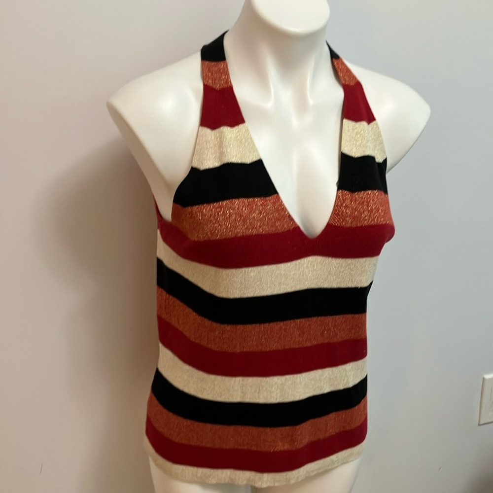 Fitted Red and Black Halter Tank Top